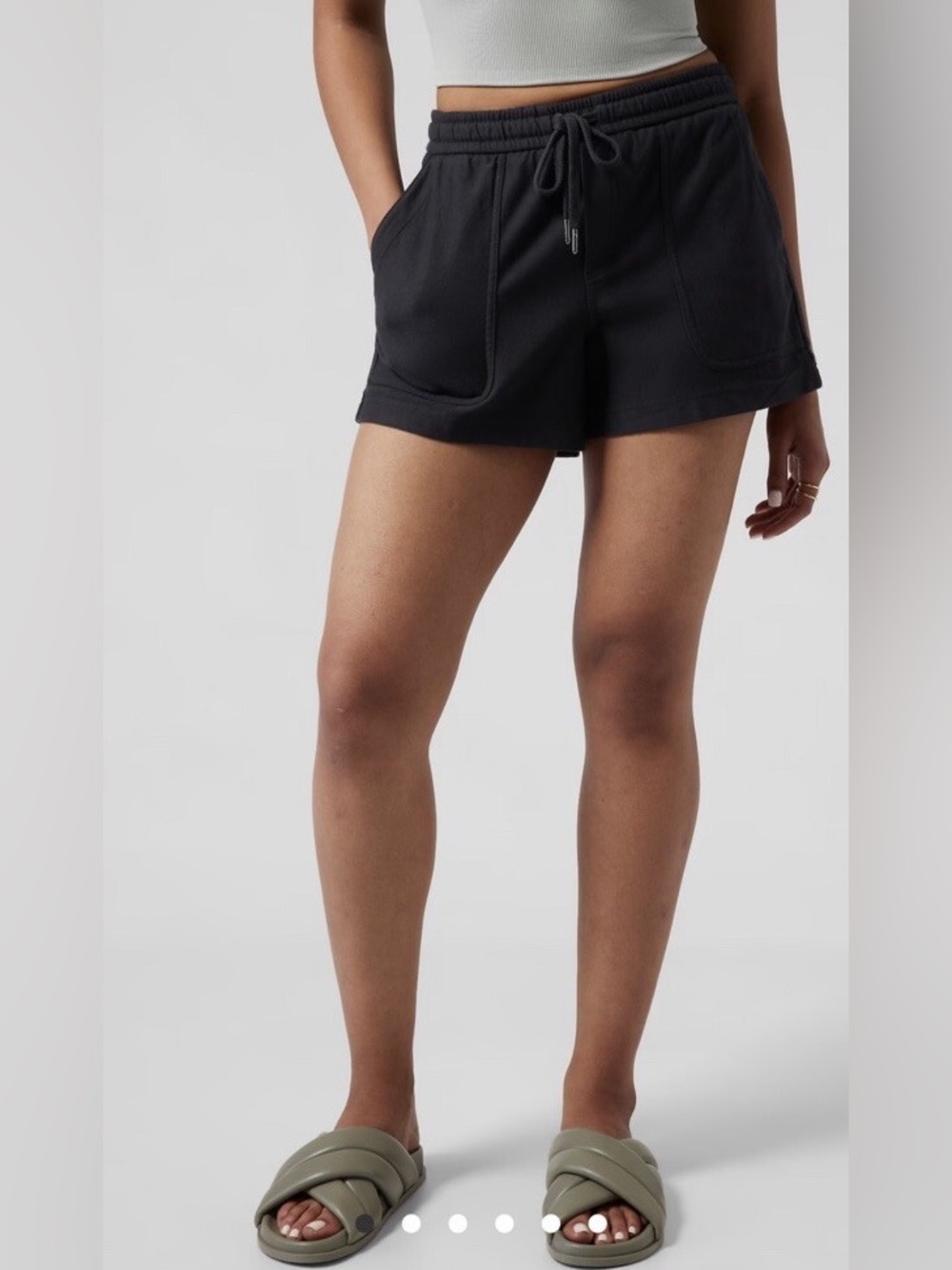 Athleta Farallon Shorts Women’s Black Cotton Stretch Casual Lounge Pockets sz S